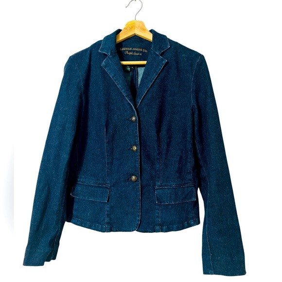 Ralph Lauren Jackets & Blazers - Lauren Jeans Co Ralph Lauren Women’s M Dark Wash 3 Button Denim Blazer Jacket